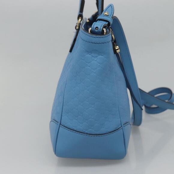 GUCCI Micro GG Canvas Guccissima Bag Leather Outlet Blue Gold - Picture 4 of 16